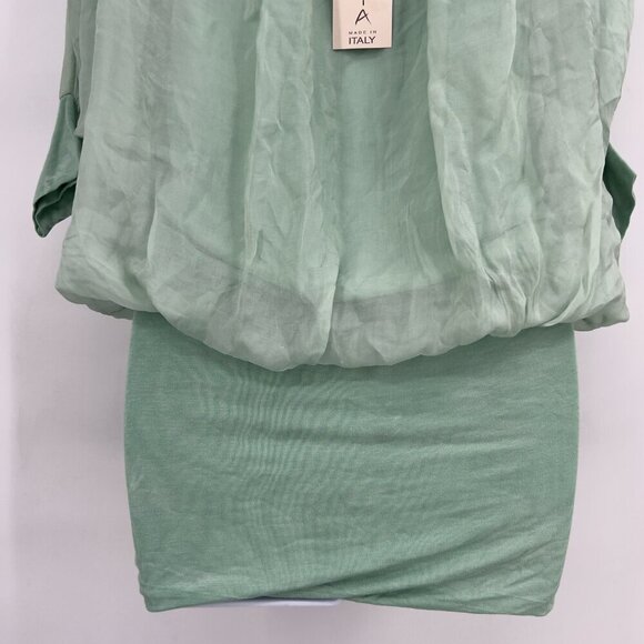 Sofia Made in Italy Green Sheer Batwing Dress Fitted Mini Skirt – One Size NWT - Picture 7 of 10